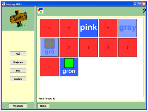 Practise colors with the Memory game.