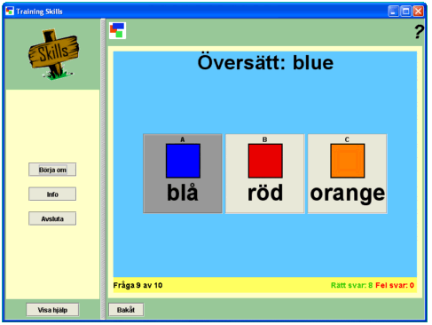 Practise colors with the Quiz exercise.